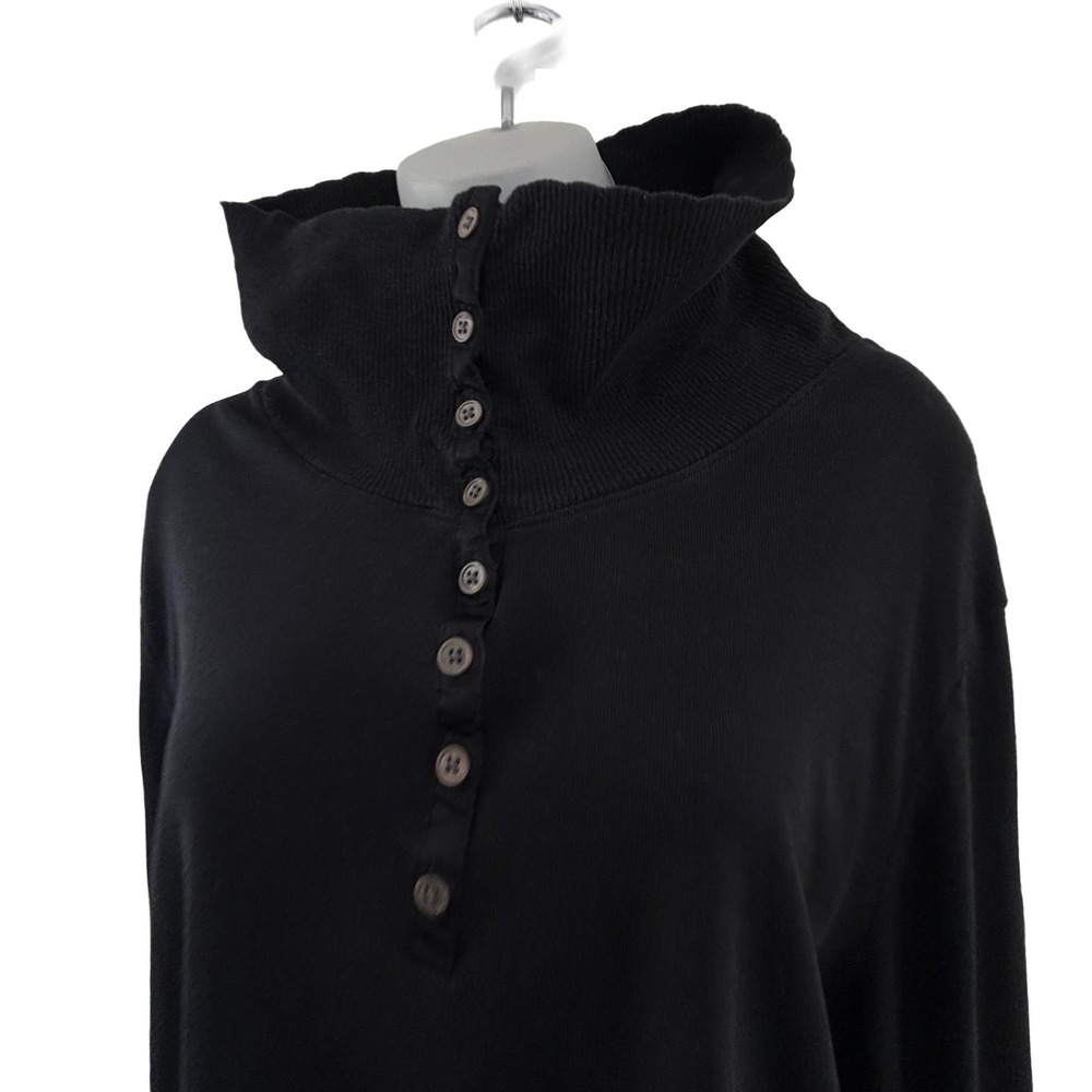 Vintage Old Navy Shirt Womens XXL Black Y2K Turtleneck Henley Long Sleeve Ribbed - Picture 2 of 16